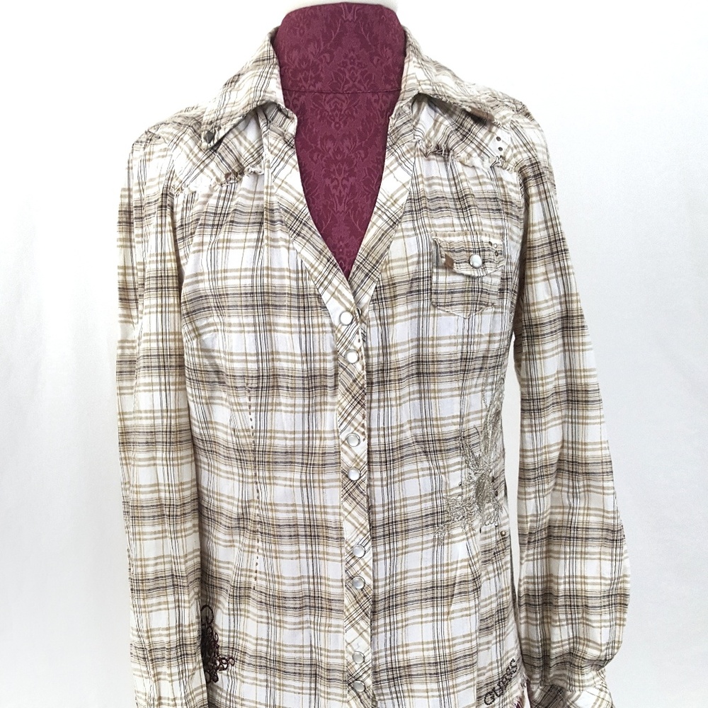 Women's Guess Jeans Button-Down Long-Sleeve Shirt